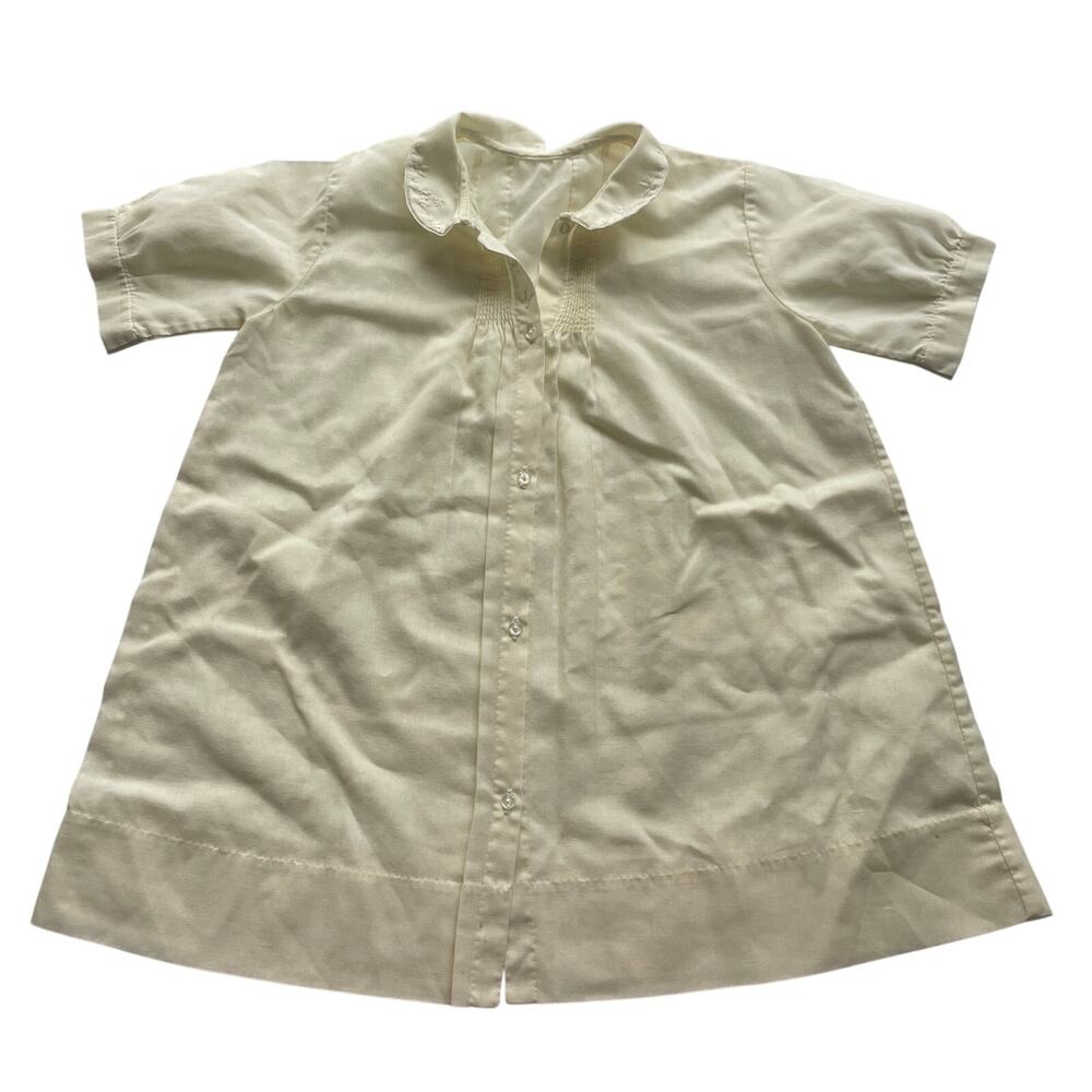 Vintage Yellow Embroidered Baby Gown - Newborn Size